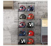 Motorcycle Helmet Rack Stand Hat Display Cabinet, Stackable Caps Holder Hat Organizer Box Shoe Bag Shelf, Metal Bike Helmet Holder Cube Wire Grid Storage Bins, Garment Racks Bookcase Hard Hat Holder