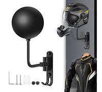 Motorcycle Helmet Rack Wall Mount 180 Degree Rotation Metal Bike Helmet Holder Mount Bicycle Helmet Display Hanger Stand with 2 Hooks for Motorcycle Bike Baseball Rugby Helmet - Black, 1 Pcs