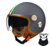 Motorcycle Helmet,Retro 3/4 Open Face Motorcycle Half Helmet with Double Visor, for Men Women Scooter ATV Cruiser Helmet ECE/DOT Approved