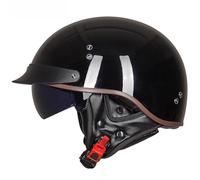 Motorcycle Helmet Retro Half Face Helmet Quick-Release Buckle Moped Scooter Half Helmet Suitable for Commuting and Outdoor Riding DOT/ECE Approved G,XL=(61-62CM)