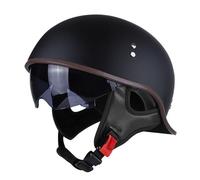 Motorcycle Helmet Retro Open Face Crash DOT ECE Approved Vintage Half Men Women Adult Moped Jet Scooter Chopper(H,L=(59~60cm))