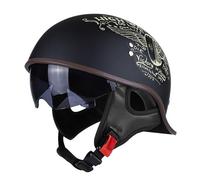 Motorcycle Helmet Retro Open Face Crash DOT ECE Approved Vintage Half Men Women Adult Moped Jet Scooter Chopper(D,M=(57~58cm))