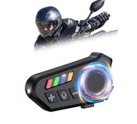Motorcycle Helmet Speakers-Super Long Battery Life,Motorcycle Bluetooth Headset Dual Noise Reduction with Hi-Fi Soft/Hard Mic/RGB Dazzling Lights/IP8 Waterproof/Music Control/Headphone for Solo Riding