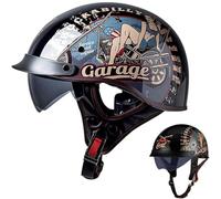 Motorcycle Helmet Vintage Half Helmet, Jet Helmet, Open Face Helmet ECE Certified for Scooters Bicycles Cruisers Choppers Mopeds for Men Women Adults K,XL=61-62CM