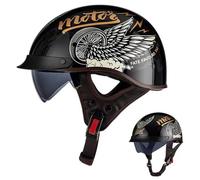 Motorcycle Helmet Vintage Half Helmet, Jet Helmet, Open Face Helmet ECE Certified for Scooters Bicycles Cruisers Choppers Mopeds for Men Women Adults J,M=57-58CM