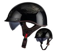 Motorcycle Helmet Vintage Half Helmet, Jet Helmet, Open Face Helmet ECE Certified for Scooters Bicycles Cruisers Choppers Mopeds for Men Women Adults C,XL=61-62CM