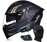 Motorcycle Helmet with Bluetooth, DOT Modular Motorcycle Helmets with Dual Visor, Flip Up Full Face(C10,L(59~60cm))