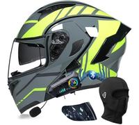 Motorcycle Helmet with Bluetooth, DOT Modular Motorcycle Helmets with Dual Visor, Flip Up Full Face(C2,L(59~60cm))
