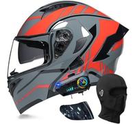 Motorcycle Helmet with Bluetooth, DOT Modular Motorcycle Helmets with Dual Visor, Flip Up Full Face(C8,L(59~60cm))