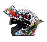 Motorcycle Helmet with Double Visor Flip-Up Motorcycle Modular Helmet ECE Approved Lightweight Ventilation Design Helmet for Adults Men Women E,M=(57-58CM)
