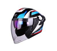Motorcycle Helmet with Dual Lenses Jet 3/4 Half Helmets Retro Cruiser Motorcycle Modified Vehicle Bicycle Scooter Café Racer Commuting Blue XL/61-62cm