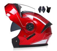 Motorcycle Helmets Flip-up Modular Helmets Full Face Moped Helmets Dual Lenses Inside and Outside Quick Clip Insertion ECE Certified Unisex Adult 10,L59-60CM