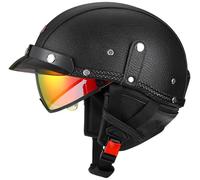 Motorcycle Helmets for men German Style Retro Half Helmet, Jet motorcycle helmets, Unisex Baseball Cap Helmets Approved DOT Cruiser helmet Scooter Helmet with Built-in Sun Visor 3,M=55-56cm