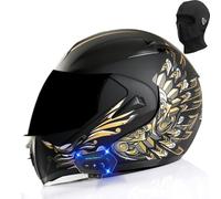 Motorcycle Helmets Full Face Modular Helmet ECE Approved Full Face Flip up Anti-Fog Double Visor Helmet Built-in Dual Speaker with Microphone for Adult Men and Women
