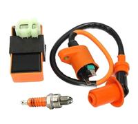 Motorcycle Ignition Coil Set For GY6 50 80 110 125 150cc Moped Scooter ATV Go Carts Performance Racing 6 Pins AC CDI Box Ignition Coil A7TJC Spark Plug(A set)