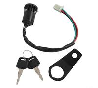 Motorcycle Ignition Switch, 2-Key 4-Wire Electrical Replacement for LT80 & For ATV Quad Dirt Bikes, Plastic Housing, Black