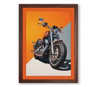 Motorcycle in Chrome Modern Framed Wall Art Print A1 (84.1×59.4cm) Walnut, Wall Decor for Living Room, Bedroom, Office & Home, Ready to Hang, Art Gift