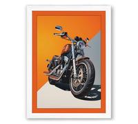 Motorcycle in Chrome Modern Framed Wall Art Print A1 (84.1×59.4cm) White, Wall Decor for Living Room, Bedroom, Office & Home, Ready to Hang, Art Gift