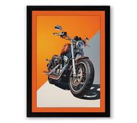 Motorcycle in Chrome Modern Framed Wall Art Print A2 (59.4×42cm) Black, Wall Decor for Living Room, Bedroom, Office & Home, Ready to Hang, Art Gift