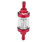 Motorcycle Inline Fuel Filter, Motorbike Fuel Filters Universal In-Line Fuel Filter for Petrol Glass Metal Replacement 8 mm Thread for Motorcycle (Red)