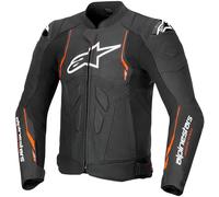Motorcycle Jacket ALPINESTARS Leather Dusk Airflow - Black/Red Fluo 31005251030