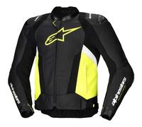 Alpinestars Missile V3 Airflow perforated Motorcycle Leather Jacket, black/white/yellow, size 54