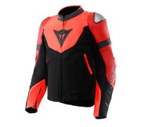Motorcycle Jacket Leather/Fabric Man Dainese IPERATTIVA Red-Fluo/Black
