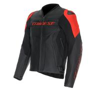 Motorcycle Jacket Leather Man Dainese RACING 5 Black/Black/Red-Fluo