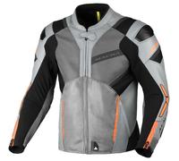Macna Galvic perforated Motorcycle Leather/Textile Jacket, black/grey/orange, size 56