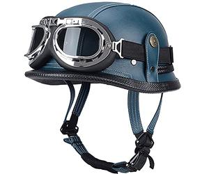 Motorcycle Jet Half Helmet ECE Approved Open Face Motorbike ABS Helmet Retro Skull Cap with Goggles Lightweight Baseball Cap for Outdoor Riding Unisex Protective Helmet 6,XL 61-62