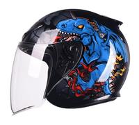 Motorcycle Jet Helmet for Men Women with Extended Sun Visor Classic 3/4 Open-face Helmets Suitable for Scooters Electric Bicycles Road Bicycles Racing Blue L/59-60cm