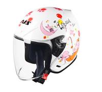 Motorcycle Jet Helmet for Men Women with Extended Sun Visor Classic 3/4 Open-face Helmets Suitable for Scooters Electric Bicycles Road Bicycles Racing White M/57-58cm