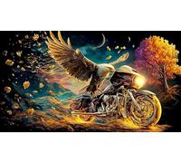 motorcycle Jigsaw Puzzle 1000 Piece Recycled Paper Great Gift Idea Challenging Puzzles for Adults and Kids Age 12 Years + 38x26cm/1000pcs