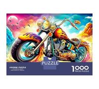 Motorcycle Jigsaws 1000 Piece Puzzle Cherry Blossom Landscape Challenge High Difficulty Educational Games for Adults Kids 38x26cm/1000pcs