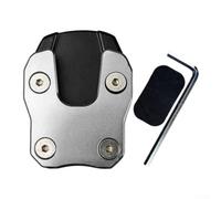 Motorcycle Kickstand Side Bracket Extension Pad Support Plate Aluminum Alloy Material Designed for Fit and Stability (Silver)