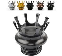 Motorcycle King Crown Gas Cap Fuel Tank Cover Right-hand Thread Reservoir Oil Cap Aluminum for Harley Sportster XL 1200 883 48 Road King Softail Dyna Touring (Black)