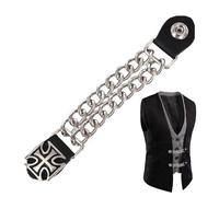 Motorcycle Leather Vest Extenders-4-Piece Heavy Duty Set, 2nd Amendment Double Chain, Reinforced Chrome Metal Links, Professional Biker Equipment, Push Button Extension | For Men