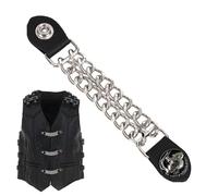 Motorcycle Leather Vest Extenders-4-Piece Heavy Duty Set, 2nd Amendment Double Chain, Reinforced Chrome Metal Links, Professional Biker Equipment, Push Button Extension | For Men