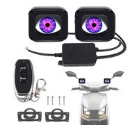 Motorcycle LED Evil Eyes - Waterproof Dynamic Eyes With Remote Control & 6 Lighting Patterns | Eagle Eye Special Effect Lights For Rearview Mirror, Headlight, ATV