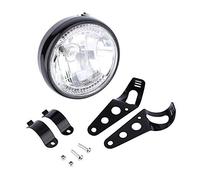 Motorcycle LED Headlight, 7 inch Universal 12V H4 35W Round Motorcycle Yellow LED Headlight with Black Bracket