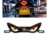 Motorcycle LED Lamp Demon Eye - 12V Red-Yellow Strobe Tail Light with Anti-Reverse Warning, Auto Cycling & License Plate Mount Bracket for Street Bike Scooter Off-Road (Red)