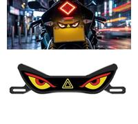 Motorcycle LED Lamp Demon Eye - 12V Red-Yellow Strobe Tail Light with Anti-Reverse Warning, Auto Cycling & License Plate Mount Bracket for Street Bike Scooter Off-Road (Yellow)