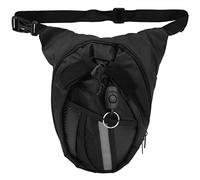 Motorcycle Leg Bag Oxford Reflective Waist Thigh Pack with Multiple Pockets for Outdoor Activities Black 28x20cm