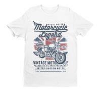 Motorcycle Legend - British Biker - Funny Graphic Men's T-Shirt - Casual Printed Tee - Great Gift for Dad, Husband or Brother - White - 2XL