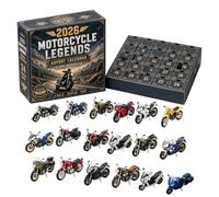 Motorcycle Legends Advent Calendar 2026, 24-Day Christmas Advent Calendar | 24-Day Christmas Countdown with 24 Unique 2D Mini Motorcycle Figurines, Collectible Mini Motorbike for Motorcycle Enthusiasts