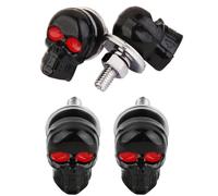 Motorcycle License Plate Hardware with Skull Decors Number Frame Fixing Screws Easy Twist on Installation License Fasteners Decorative
