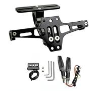 Motorcycle License Plate Holder with Left&Right turn Light Motorbike Number Plate Holder LED Light Adjustable Universal CNC Aluminium License Plate Holder For Most Common Motorcycle Models (black)