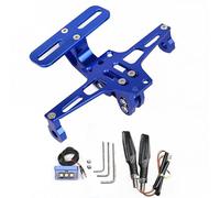 Motorcycle License Plate Holder with Left&Right turn Light Motorbike Number Plate Holder LED Light Adjustable Universal CNC Aluminium License Plate Holder For Most Common Motorcycle Models (blue)