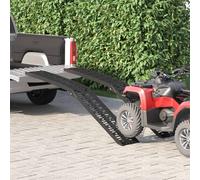 Motorcycle Loading Ramp Black 222x28x5cm Aluminium Foldable 2pc 340kg NonSlip XL