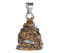 Motorcycle Luck Bell - 2.13x1.26In Skull Rider Ornament, Protective Metal Tokens, Unique Dragon Design With Detailed Craftsmanship | Good Luck Charm For Biker Touring Cycling Keys Backpack Car Pendant